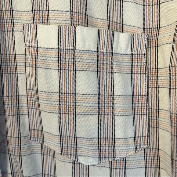 Oversized XS Plaid Button Shirt + Tank S Set Cream Plum Lightweight Layered Look - Picture 6 of 10